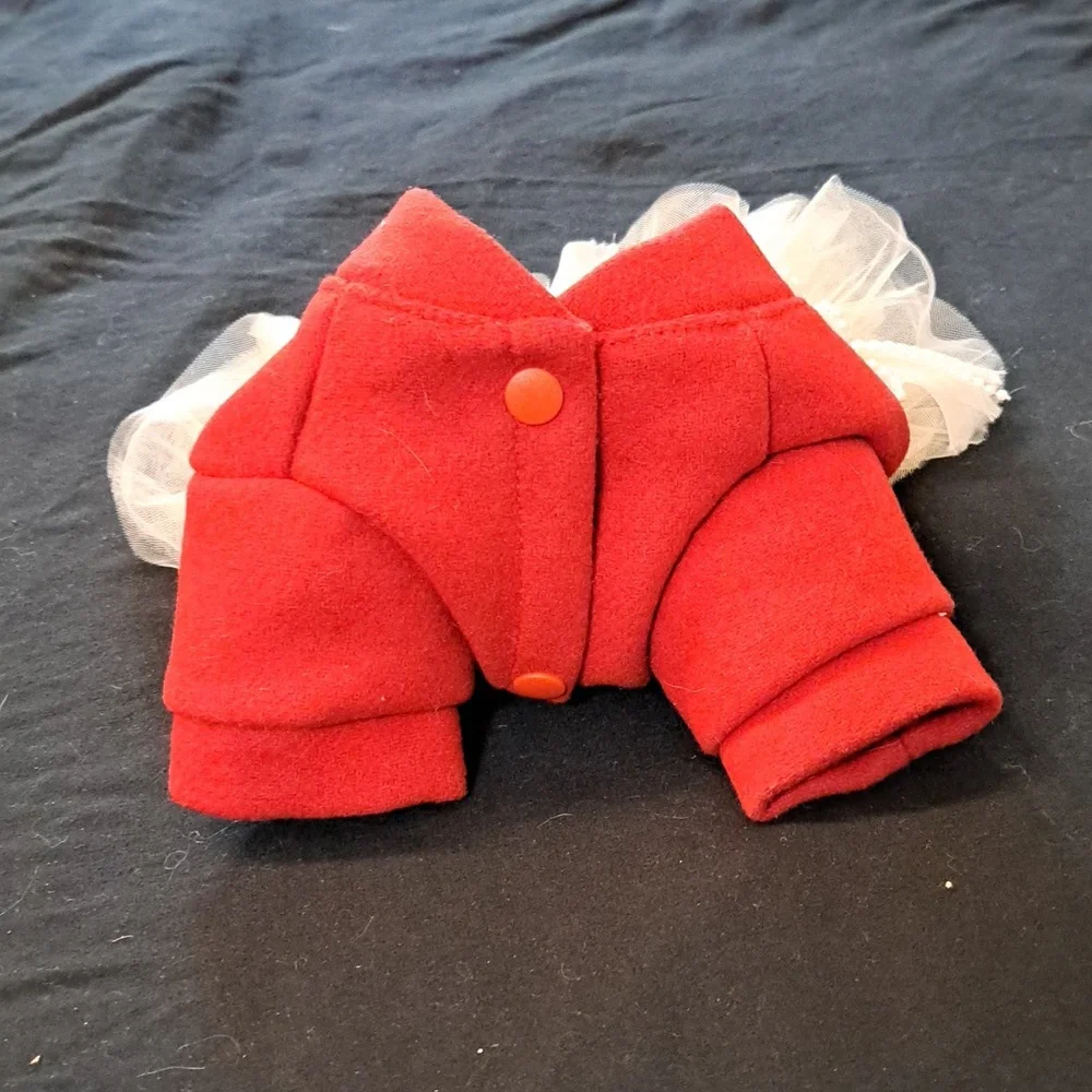 Red Dog Dress with White Bow and Tulle